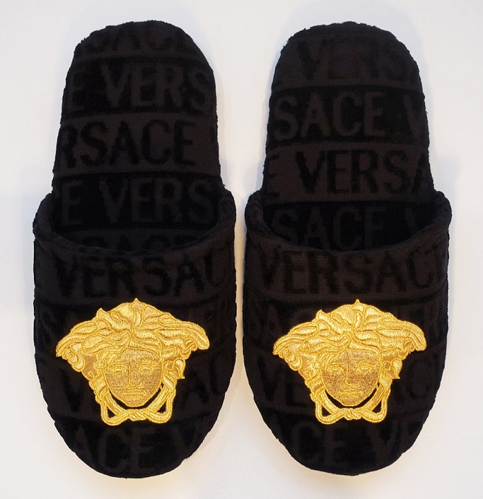 Black Gold Versace Baroque Medusa Bath Slippers 1 Pair Size S